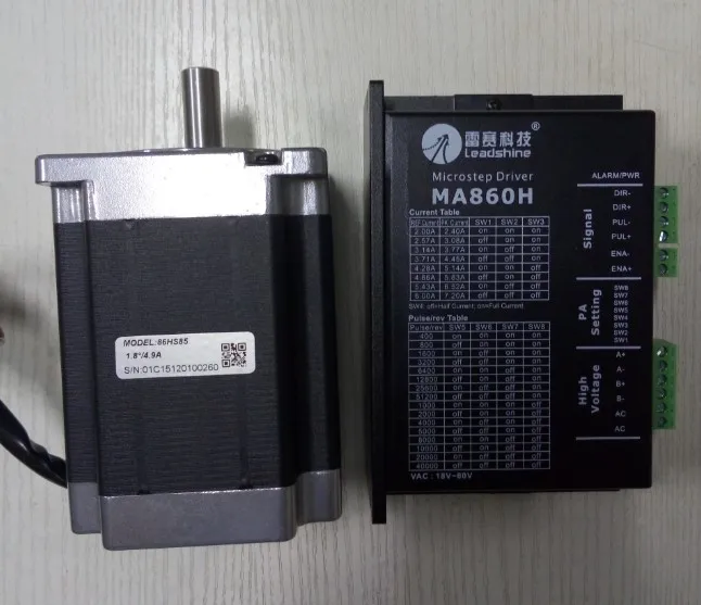

Whole 2 set lot 2 Leadshine Stepper driver MA860H+ 2 Stepper motor NEMA 34 Torque 8.5NM 86HS85 shaft 12.7mm body Length 118mm