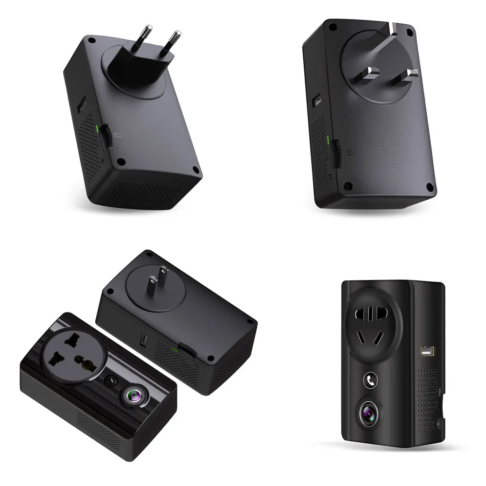 HKIXDISTE HD 1080P Wireless IP Camera Wall Socket Charger Adapter 180 Degree Fisheye Smart Indoor Baby Monitor Plug and Play