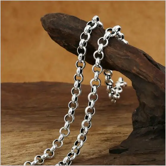 6 mm thick 100% Real Pure 925 Sterling Silver Necklace for Pendant men Thick long Chain Men Gift Thai silver Retro GN019 | Украшения и