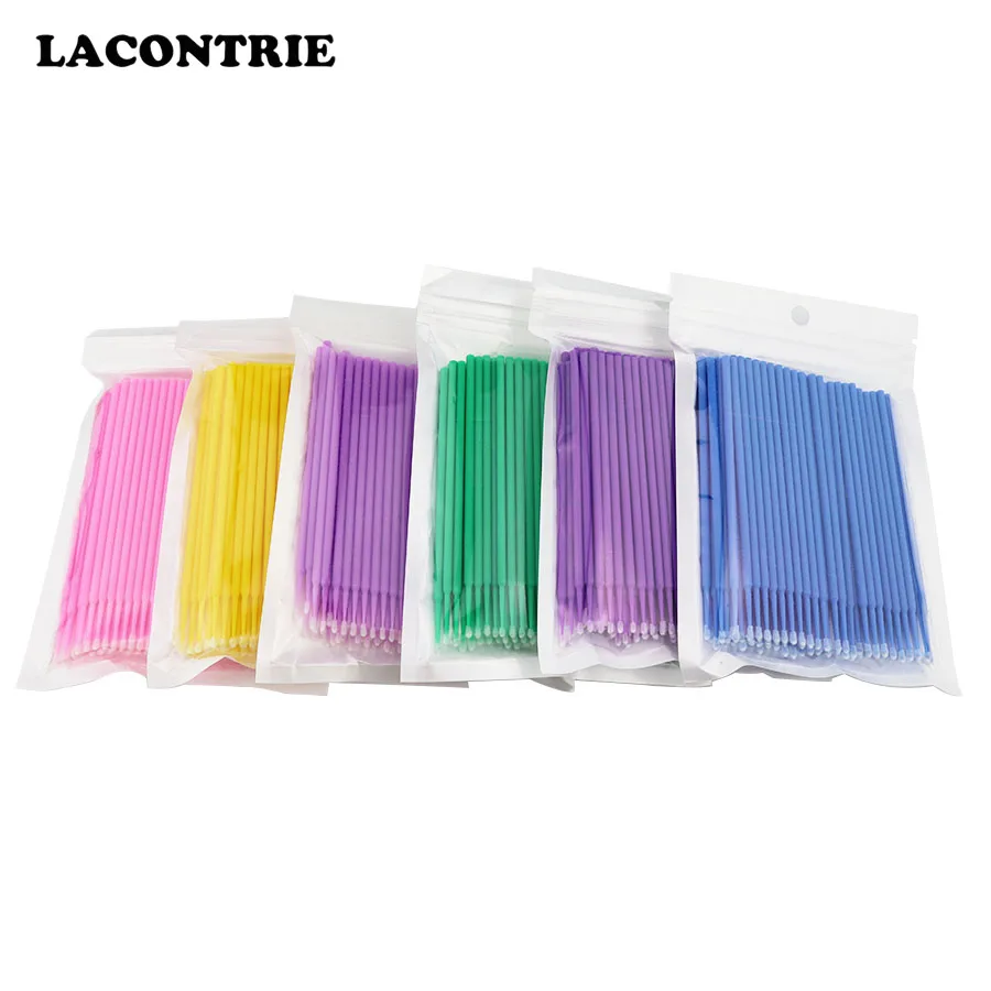 

300/500 PCS Eyelash Brushes Disposable Micro Applicators Brush Eyelash Extension Tools Individual Eyelashes Removing Tools