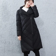 Для женщин Повседневное свободные длинные Парка на пуху пальто зима толстый Стенд воротник пуховик M/L/XL
