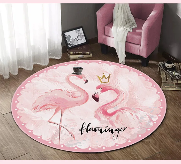 Милый круглый коврик с Фламинго розовый мягкий коврик для спальни гостиной кровати