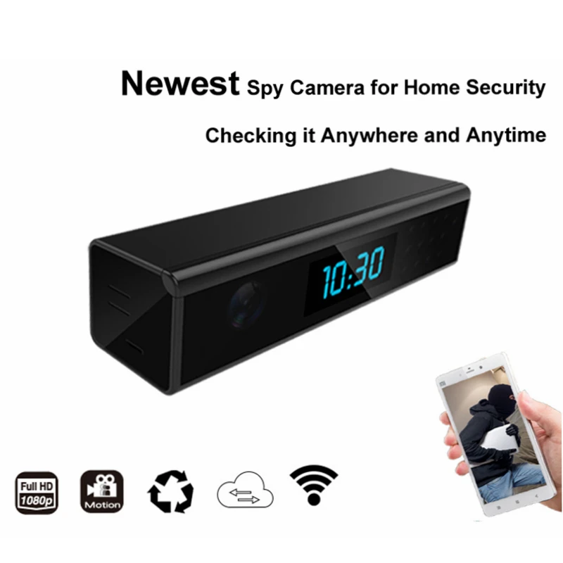 

High Sensor Full HD 1920*1080 WiFi Mini Camera Desk Clock Night Vision Wireless Nanny Cam IP Clock View Video Cam