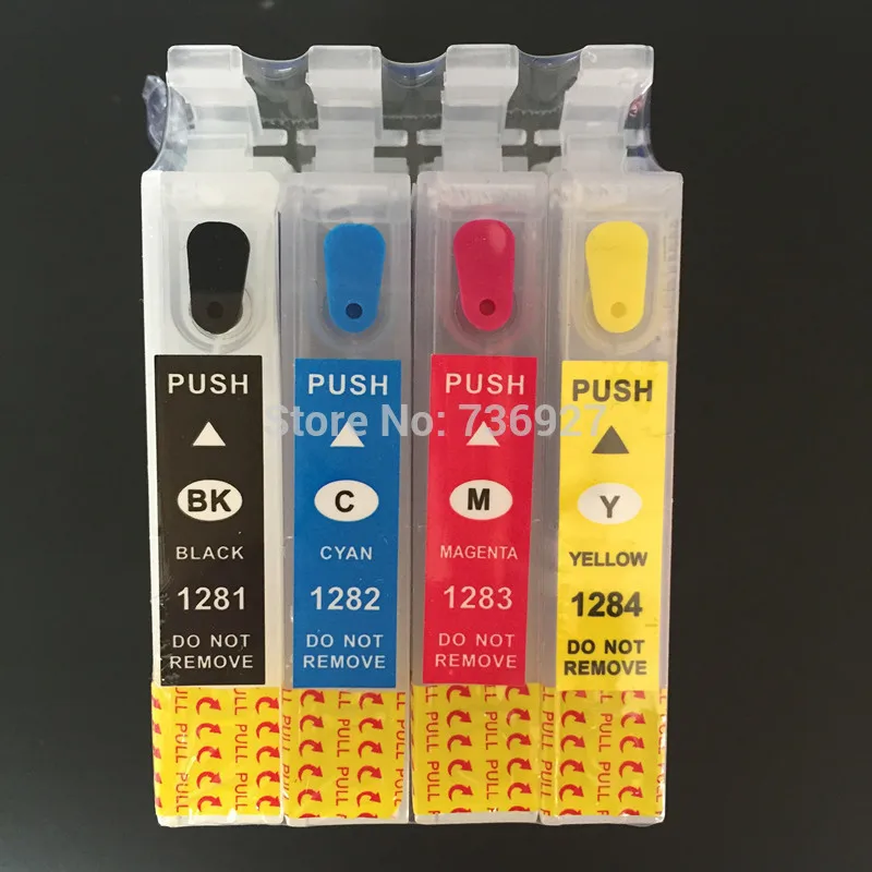 

empty refillable ink cartridge for Epson T1281 T1282 T1283 T1284 with auto reset chip S22 SX125 SX130 SX235W SX420W SX440W
