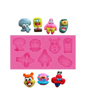 

Real Post Free New Spongebob Patrick Characters Series Handmade Chocolate Bakeware Food Grade Liquid Mold Green Biscuit