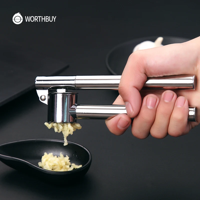 

WORTHBUY Garlic Press Stainless Steel Garlic Crusher Ginger Chopper Slicer With Long Handle Kitchen Accessories Vegetable Grater