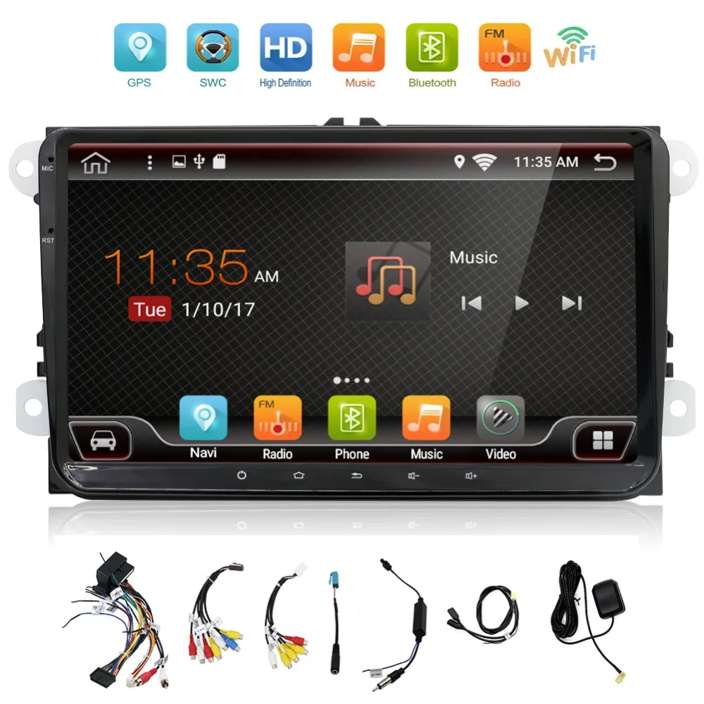 Perfect 2G+16G Android 7.1 car dvd player gps navigation car gps radio video player 2 din dash for vw tiguan polo golf touran EOS 0