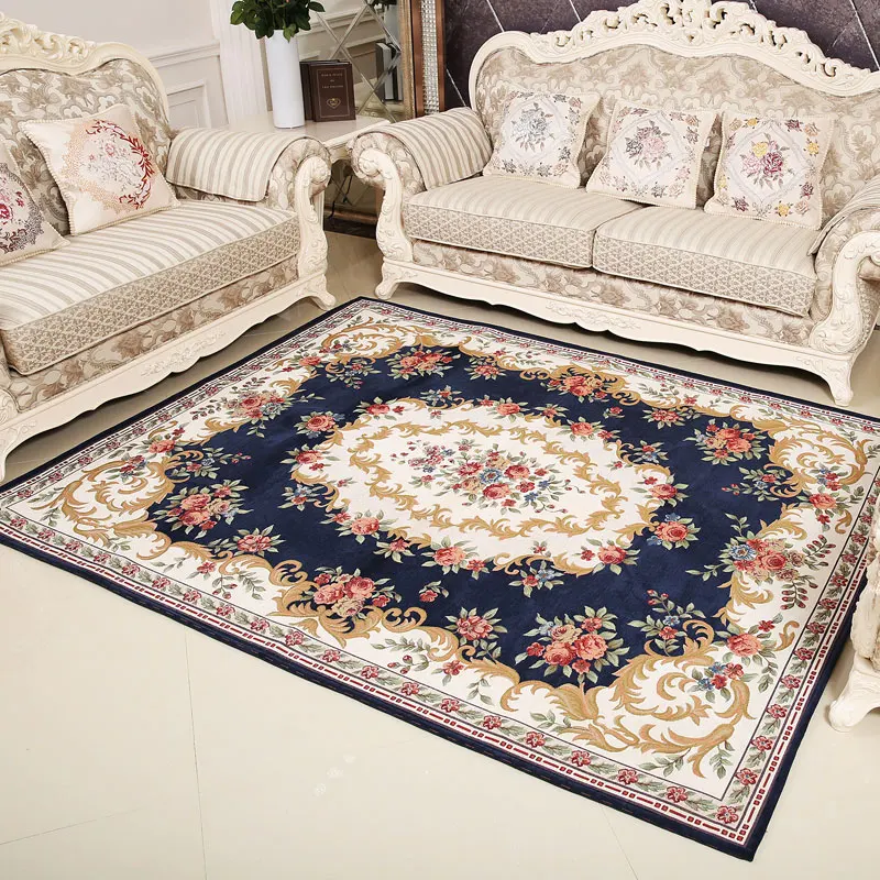 Honlaker Euramerican Classical Jacquard Carpet Living Room Sofa Coffee Table Large Decorative Carpets Bedroom Rug