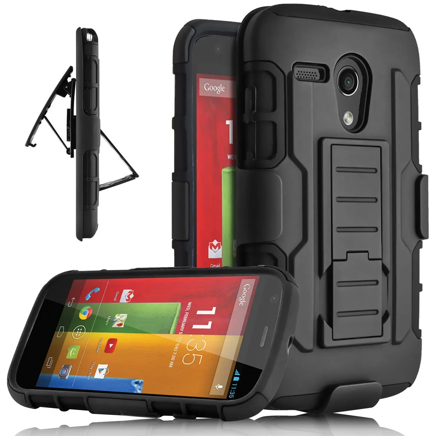 Rugged Shockproof Armor Belt Clip Holster Heavy Duty Case For Motorola