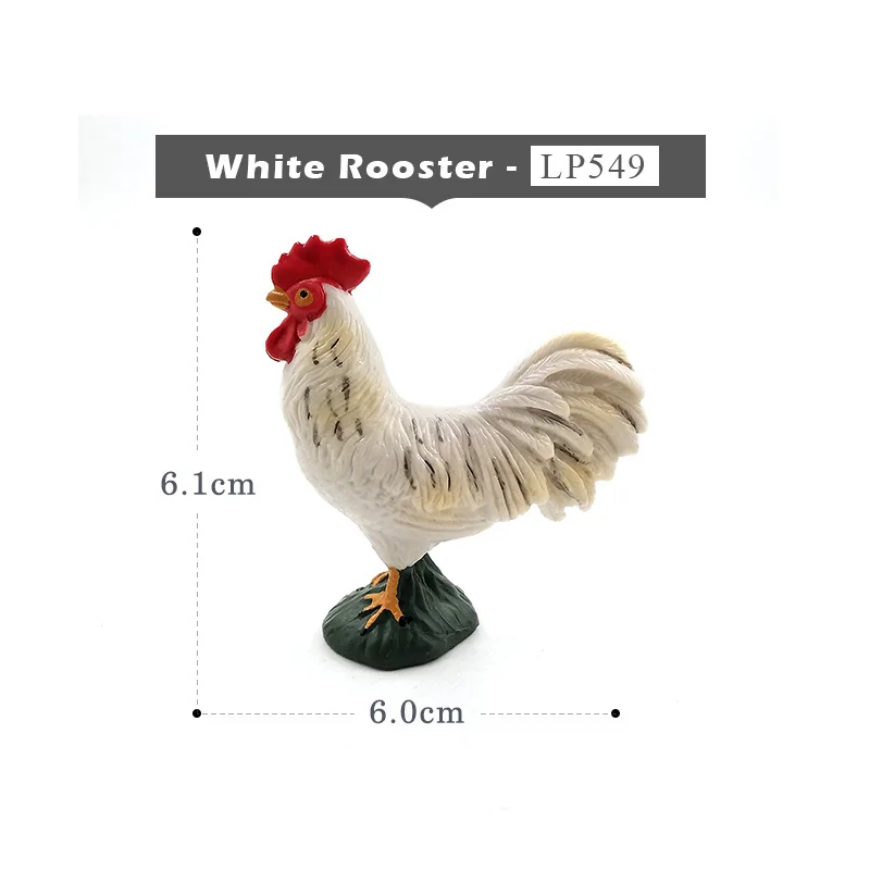 Моделирование курица утка гусь фигурки модель животного на ферме домашний декор миниатюрное украшение для сада в виде Феи аксессуары ремесла статуя - Цвет: White Rooster