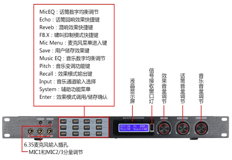 Профессиональный цифровой предусилитель KTV микрофон реверберации караоке бар анти-свистящий тюнер процессор K808i