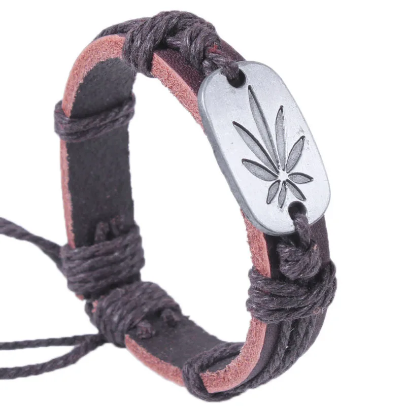 Травы подарок Дизайн панк манжеты браслет модные Винтаж коричневый Rock натуральная тканые Кожаные браслеты Для женщин Для мужчин Jewelry Интимные аксессуары