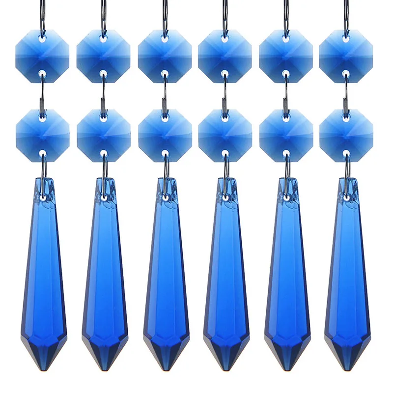Blue H& D 55 мм хрустальные призмы в форме сосулек люстра Подвески Лампы канделябры части, упаковка из 10(синий - Цвет: Blue