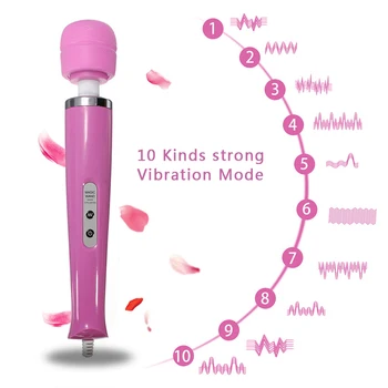Big 10 Speeds Magic Wand Massager Big Magic Wand Massage Stick AV Vibrators Sexy Clit Vibrator Sex Toys For Women Masturbation 2