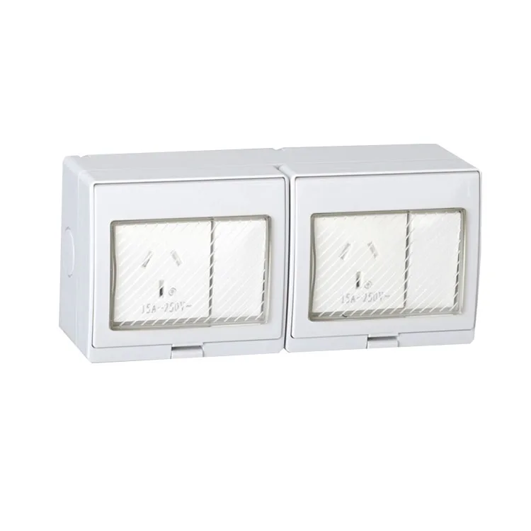 

Free Shipping IP55 Waterproof 2 Gang Switch and 2 Australia Socket DS-2ASS