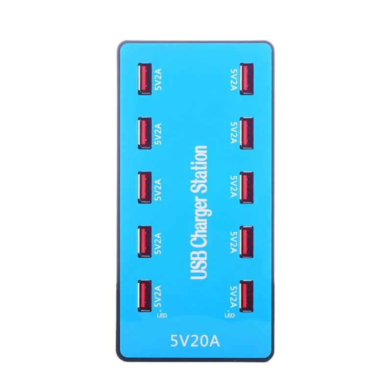 

Usb Charger 100W 10 Ports Usb 20A Smart Desktop Charging Station For 5V 2A For Samsung Xiaomi Ipad Iphone X (Us Plug)