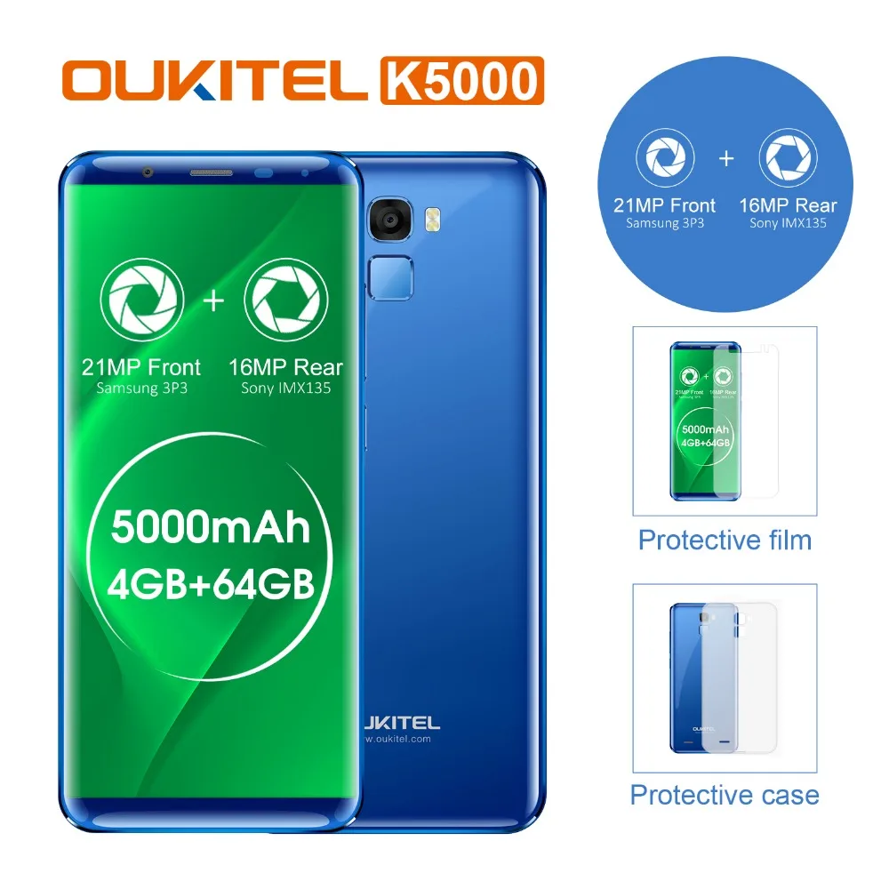 Oukitel K5000 18 9 Display 5 7 HD Android7 0 Cellphone MTK6750T 4G 64G Octa Core