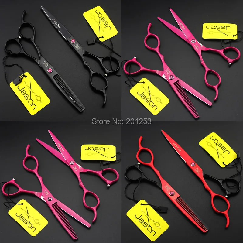 

3 Colors Optional 6Inch Paint Left Hand Cutting Scissors and Thinning Scissors Sets,Salon Left Hand Human Hair Shears LZS0511