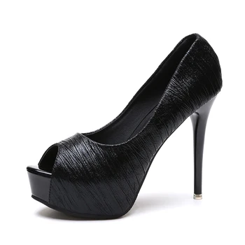 

Summer black fish mouth high heels women's sense of versatile stiletto shoes sandals