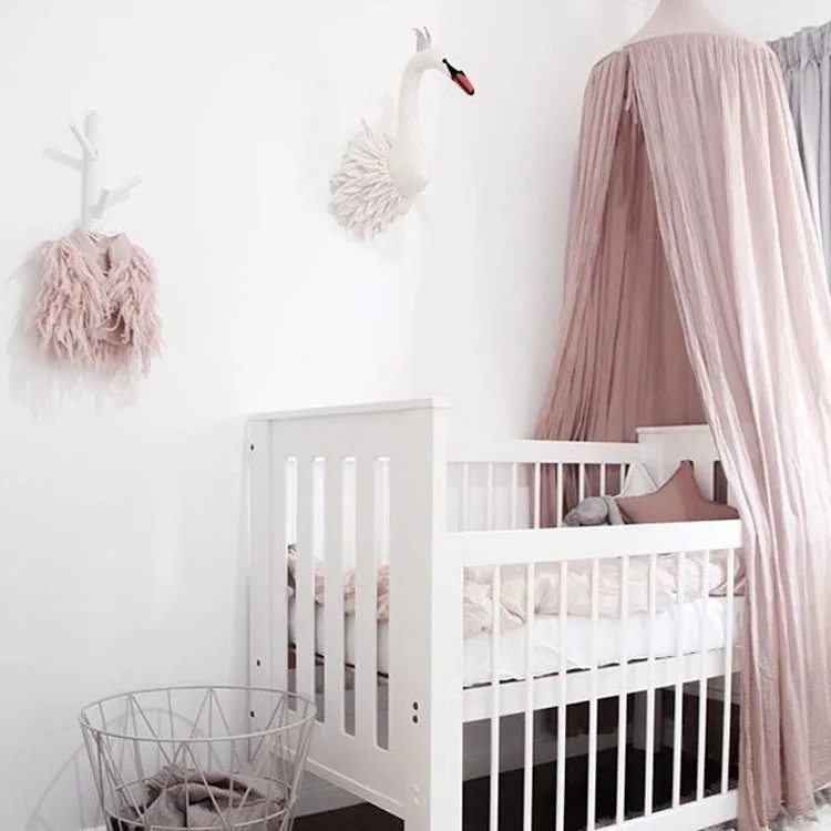 Бежевый белый серый розовый дети мальчики девочки принцесса балдахин кровать балдахин детская комната украшение детская кровать круглая москитная сетка палатка шторы