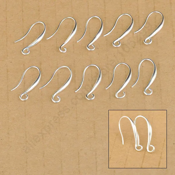 

Free Shipping Making Beads Jewelry Accessories Findings 925 Sterling Silver Hook Earring Pinch Smooth Ear Wires Women