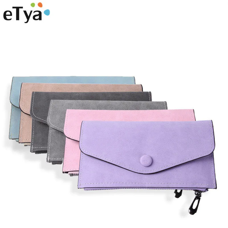 

eTya Fashion Women Wallet Leather Thin Purse Luxury Brand Clutch Scrub Leather Money Clip Lady Wallet for Credit Cards Bags