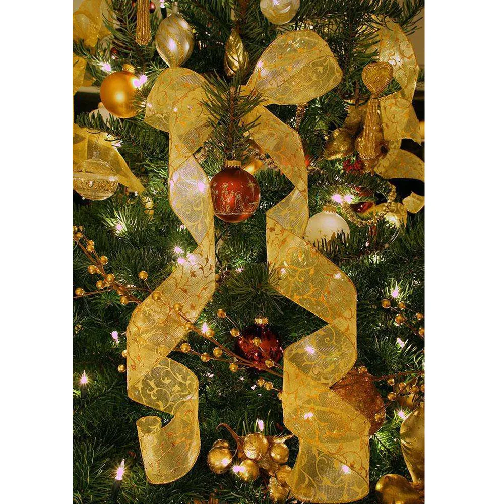 5 см* 2 м рождественские ленты для рукоделие Подарочная упаковка украшения рождественской елки органза пентаграмма ленты# JN