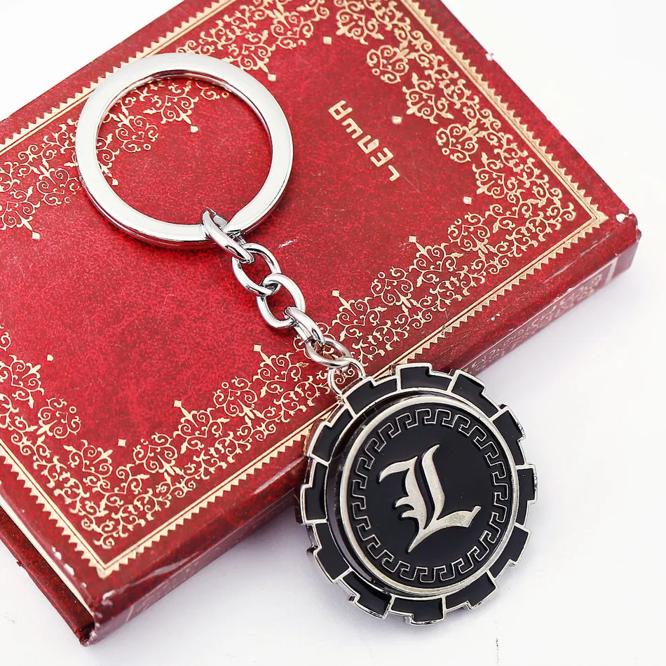 

Anime Death Note Letter L Logo Keychain For Men Jewelry Japanese Animation Model Alloy Silver Key Ring Llavero