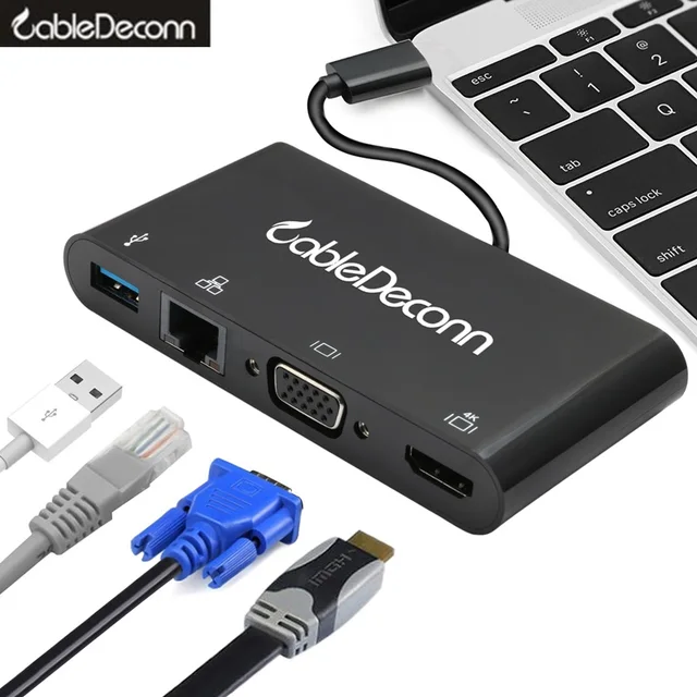 USB C hdmi hub usbc dock to HDMI VGA rj45 usb3.0 adapter