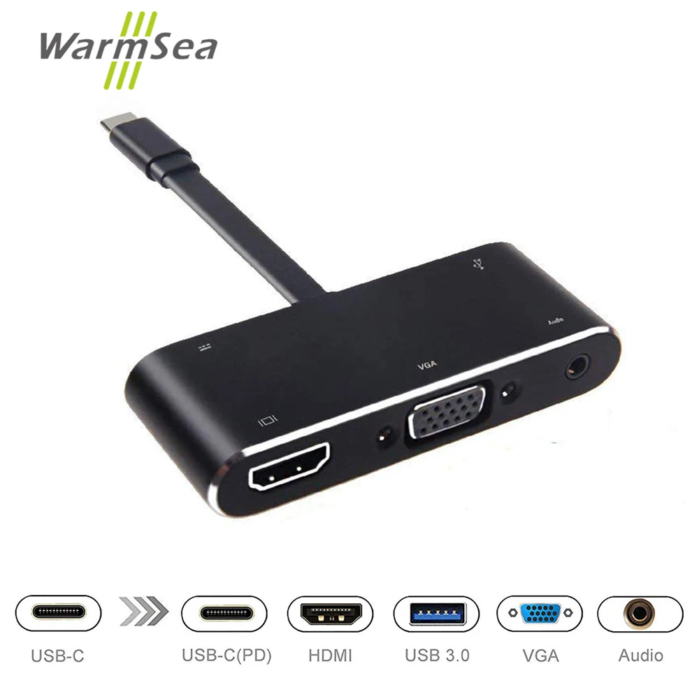 

USB C HUB Audio Adapter Thunderbolt 3 with HDMI 4K VGA USB 3.0 Dex Station for Samsung Galaxy Note 8 S8 S9 for MacBook Pro