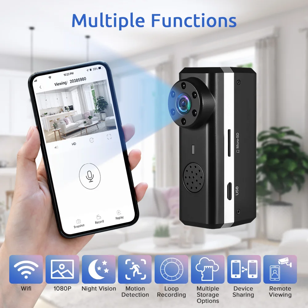 BOBLOV HD 1920x1080P WiFi мини-камера с датчиком движения, ночное видение, беспроводная домашняя камера безопасности, ip-камера