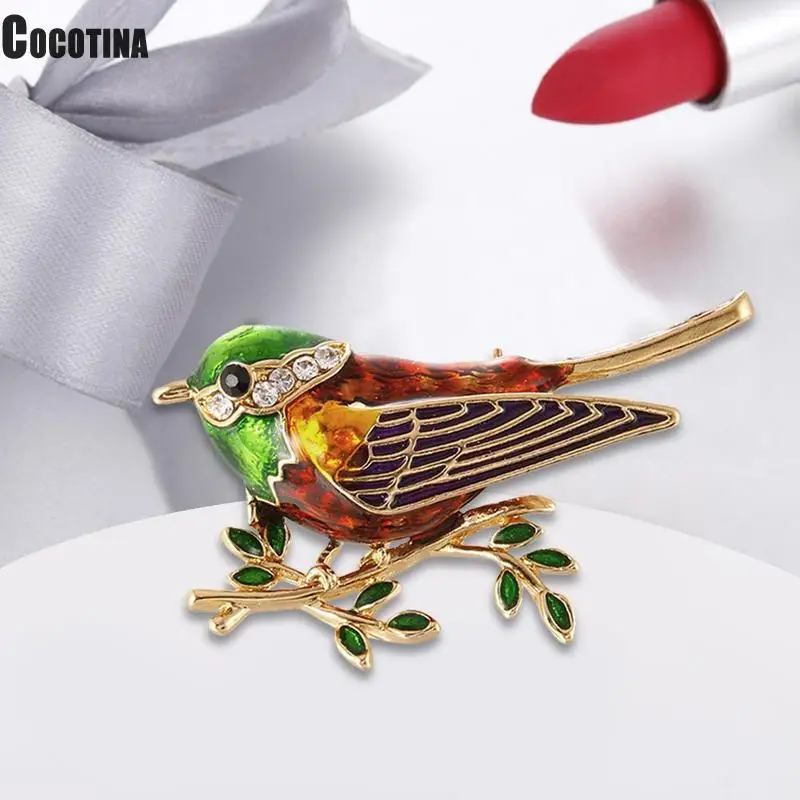 

Rhinestone Colorful Enamel Oriole Bird Branch Brooch Pins Men Women's Alloy Bird Brooches For Suits Dress Banquet Brooch Gift