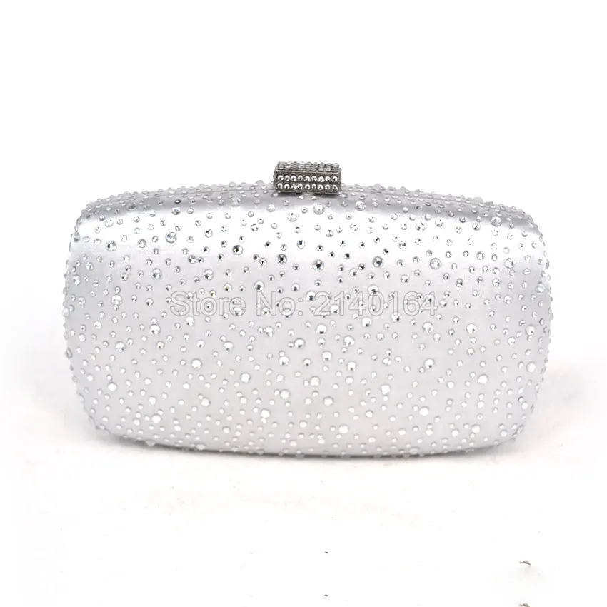 

2016 Hot Fix Crystal Women Small Totes Handbags Evening Party Box Clutch Purse Elegant Bag Sliver Purple Day Clutches T10