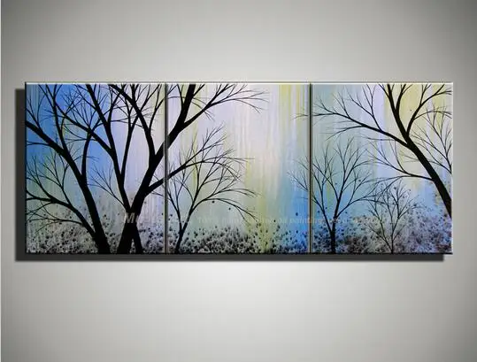 3 panel modern abstract tree of life hand painted oil painting landscaping wall art decor living room decoration | Дом и сад