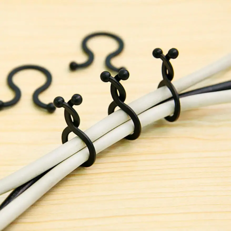 

30pcs/set USB Cable Clips Earphone Cable Wire Charger Cable Clips Storage Holder Desk Office Cables Organizer - color random