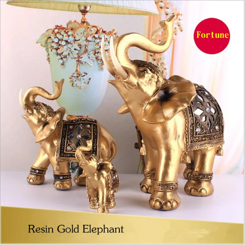 1PC Good quality Home Decoration Gold Artificial Elephant,Resin Mascot