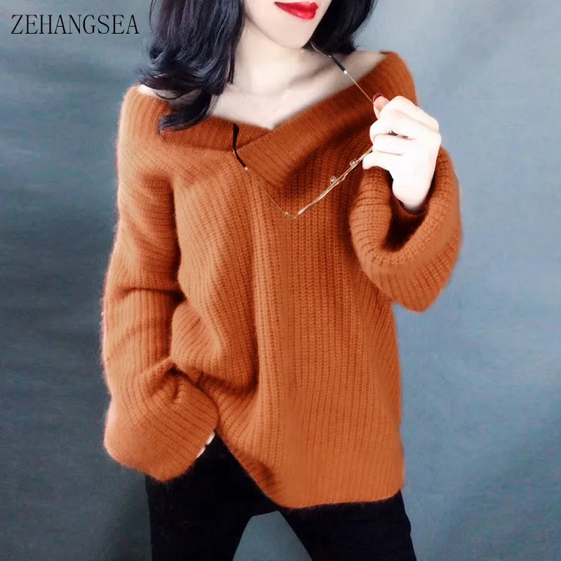 ZEHANGSEA-Зимний новый пуловер женский свободный 4 цвета на выбор модный большой