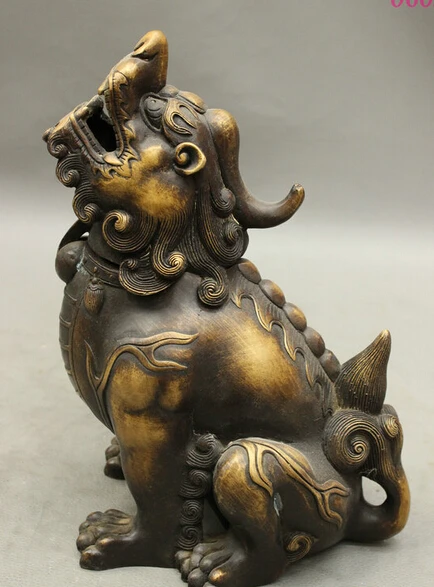 

shitou 002950 9" Folk Chinese Bronze Animals Lion Kylin PiXiu Unicorn Statue Incense Burner discount 30% (C0324)
