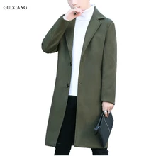 2017 new arrival style men boutique long woolen overcoat fashion casual single breasted slim trench coat men’s long style coat