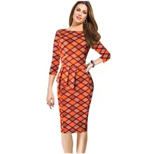 New Womens Vintage Elegant font b Tartan b font Flounced Peplum Ruched Tunic Work Party Cap