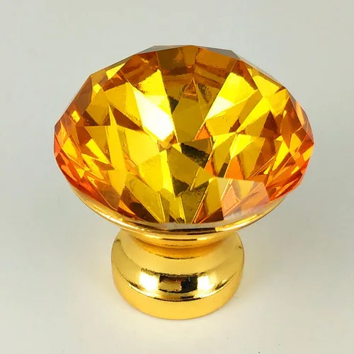 10 pcs 25mm 30mm 40mm gold high quality Round Diamond Clear Crystal Glass Door Pull Drawer Knob Handle Cabinet Furniture - Цвет: 30mm gold