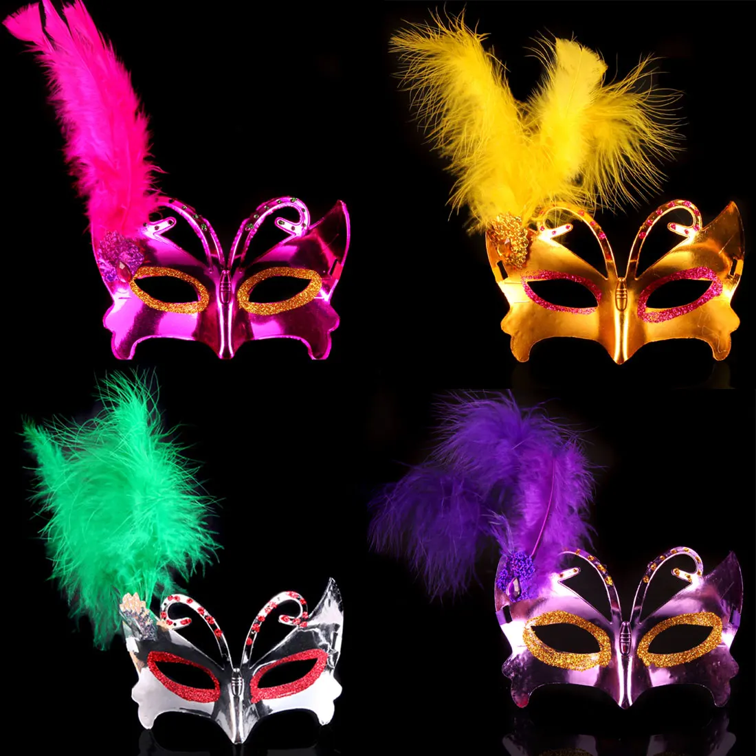 Halloween Butterfly Feather Mask Witch Hat Masquerade Ball Party