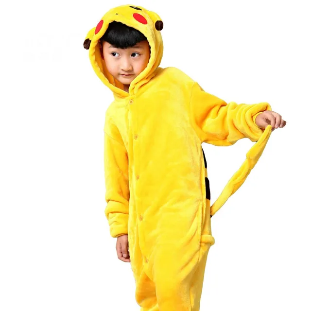 pokemon animal cosplay halloween costumes for kids children flannel pikachu pajamas onesie hooded sleepwear sleepsuit boys