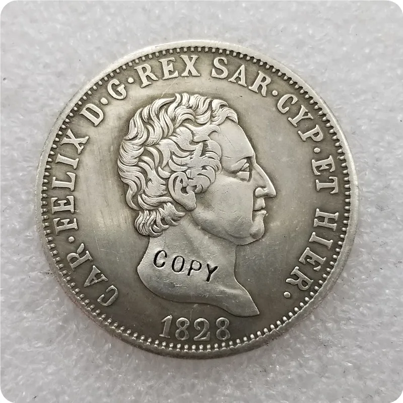 

1828 ITALIAN STATES 5 Lire Sardinia Carlo COPY commemorative coins-replica coins medal coins collectibles