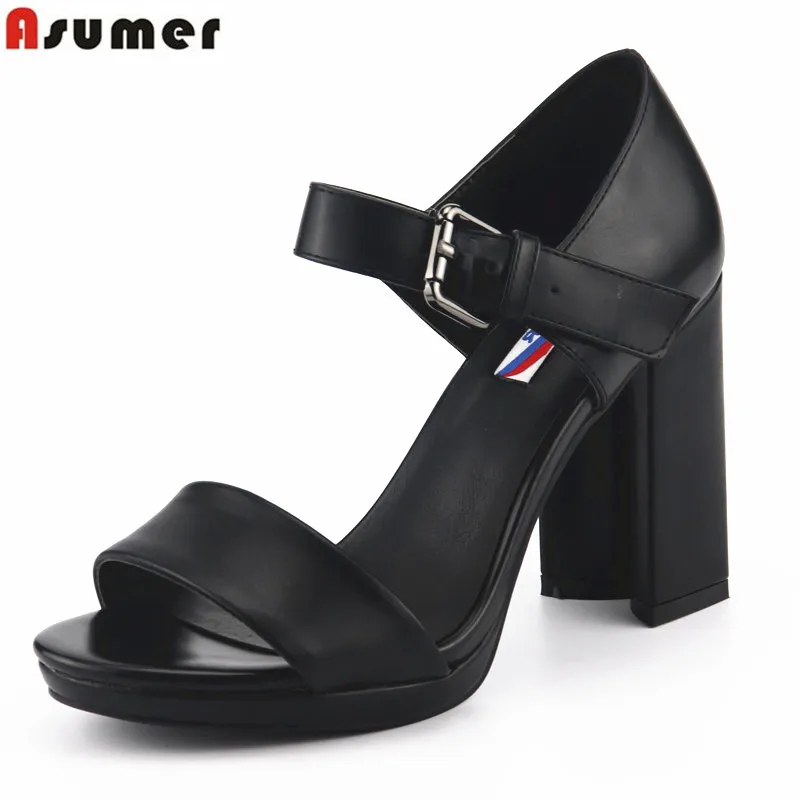 

ASUMER Plus size 35-41 High quality pu leather women sandals simple platform shoes summer ladies sandals thick high heels shoes