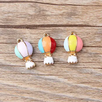 

100PCS Cute Colorful Hot Air Balloon Pendant Enamel Charm DIY Fashion Personalized Handmade Necklace Keychains Earrings