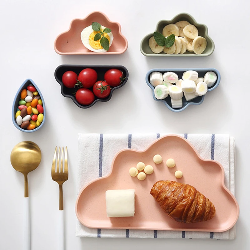 

Home Tableware Cute Cloud Shaped Small Plate Fruit Tapas Cake Japanese Dish Bamboo Fiber Appetizer Dishes Bread Breakfast Plates