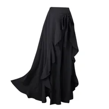 KLV/ Женская мода Боковая молния вырез горловины спереди женские штаны клёш повседневные штаны нерегулярные в виде листка лотоса лук высокой талией Длинные Юбка 5,6