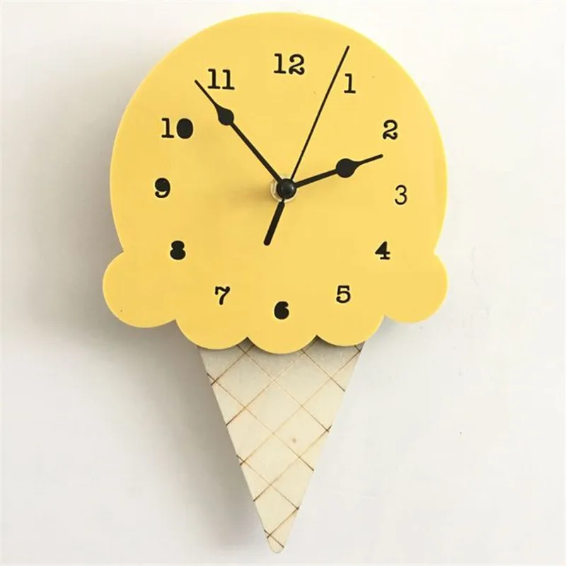 Nordic Ice Cream Wall Clocks Cartoon Mute Watch Wall Home Decor Kids Room Wall Decoration Ornament Baby Room Christmas Best Gift