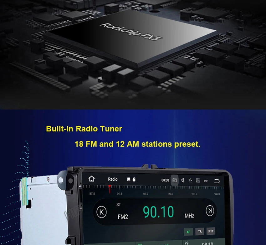 Sale HIFIF 8 Core 2 din Android 8.0 9" Car Radio player For VW GOLF 5 Golf 6 POLO PASSAT SKODA CC JETTA TIGUAN TOURAN GPS Navigation 7